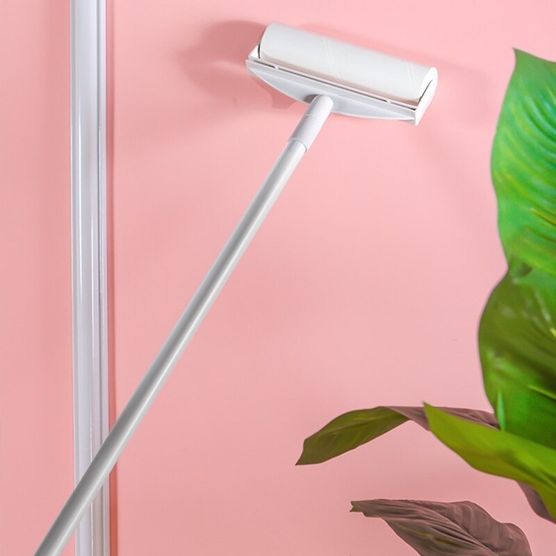 Long Handle Tear-off Sticky Paper Roller Floor Sticky Portable Retractable Roller Brush for Hair Cloth Furniture Dog Wool Sheet
