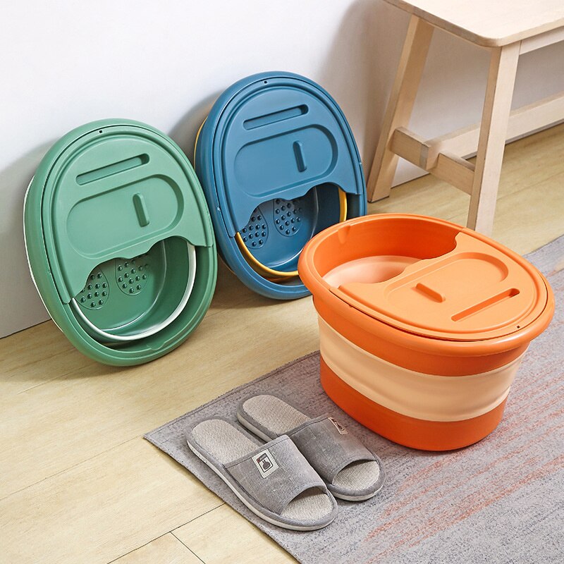 Household Foldable Foot Bath Bucket Plastic Adult Foot Massager Basin Portable Laundry Retractable Bucket