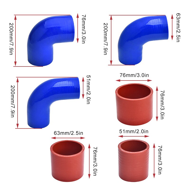 Silicone Intercooler Coolant Hose Intercooled Silicone Elbow Intercooler Cold Air Intake Hose Intercooled Silicone Straight Head