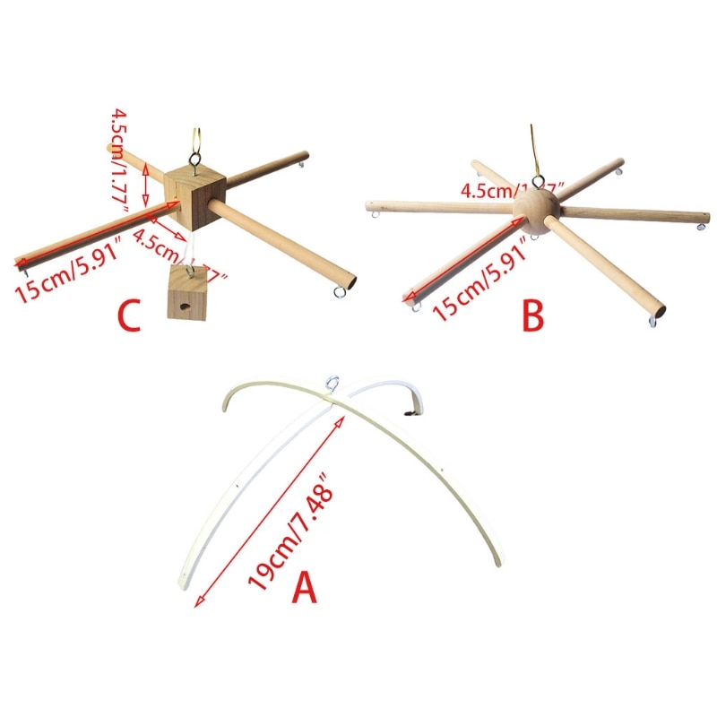 Wood Baby Mobile Hanger Baby Crib Mobile Hanger Frame Mobile DIY T8ND