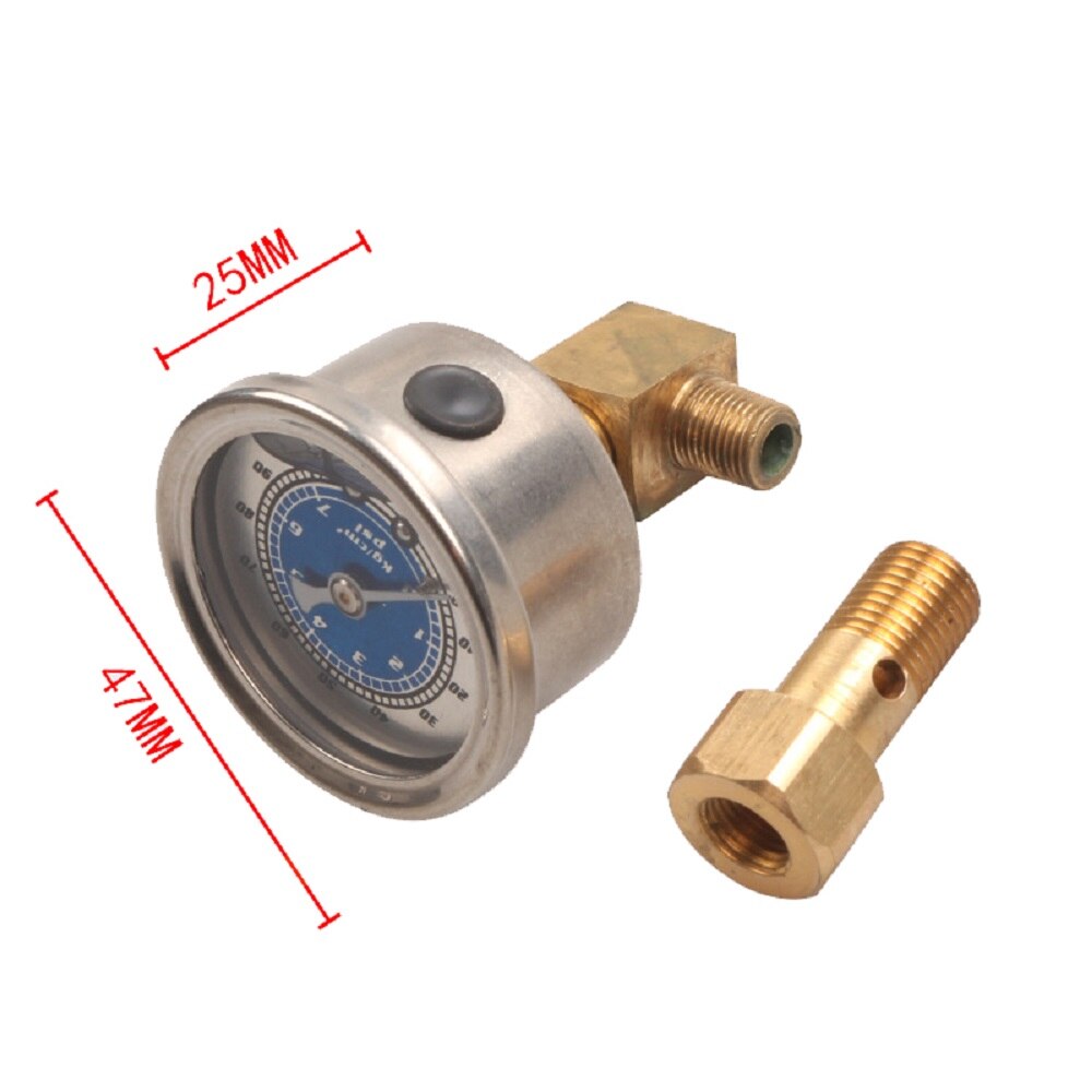 RESO--Fuel Pressure Liquid Filled Regulator Gauge Adapter Kit 0-100PSI Oil Press Gauge Fuel Gauge Universal Aluminum