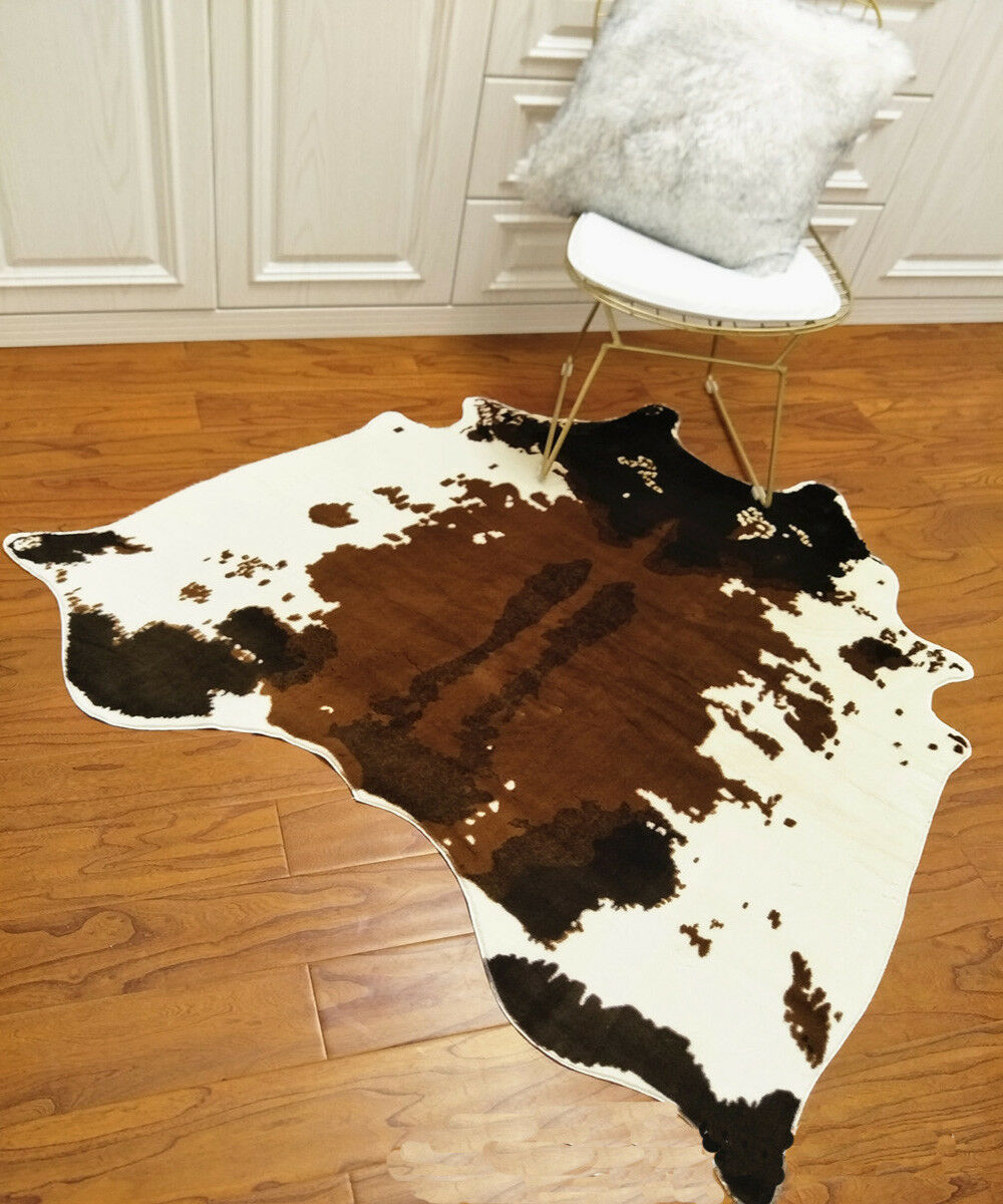 Tapis En Cuir De Vache Noir Uni - Original - Neuf Avec étiquettes