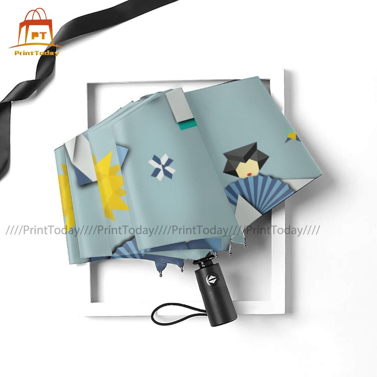 Kokeshi Umbrella Auto Protection Umbrella Charm Painting Garden Folding Umbrella