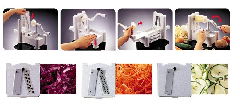 Multifunction Vegetable Spiralizer Folding Veggie Pasta & Spaghetti Potato Vegetable Spiral Cutter Zucchini Slicer