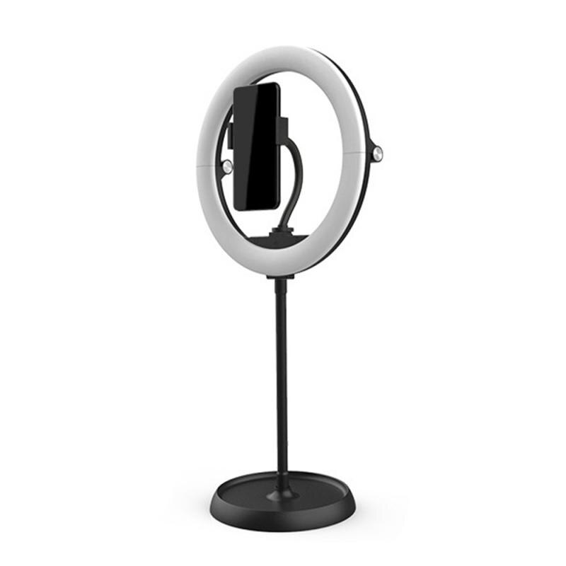 10 "Led Selfie Vouw Ring Licht 26 Cm Telescopische Vouwen Dimbare Desktop Ring Vullen Lamp Voor Live Make-Up/fotografie: Black