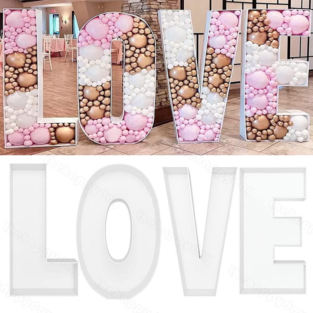 Soporte de marco de letras de bebé, caja de relleno de globos de mosaico, tablero KT, alfabeto, bricolaje, decoración de de cumpleaños, 4/3/1 piezas: Emerald