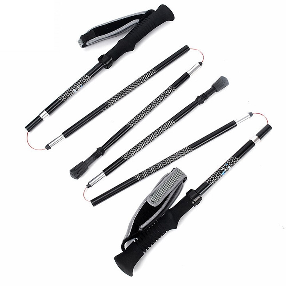 2PCS Lightweight Folding Collapsible Trekking Pole Hiking Pole Outdoor Trail Running Nordic Anti Shock Walking Stick