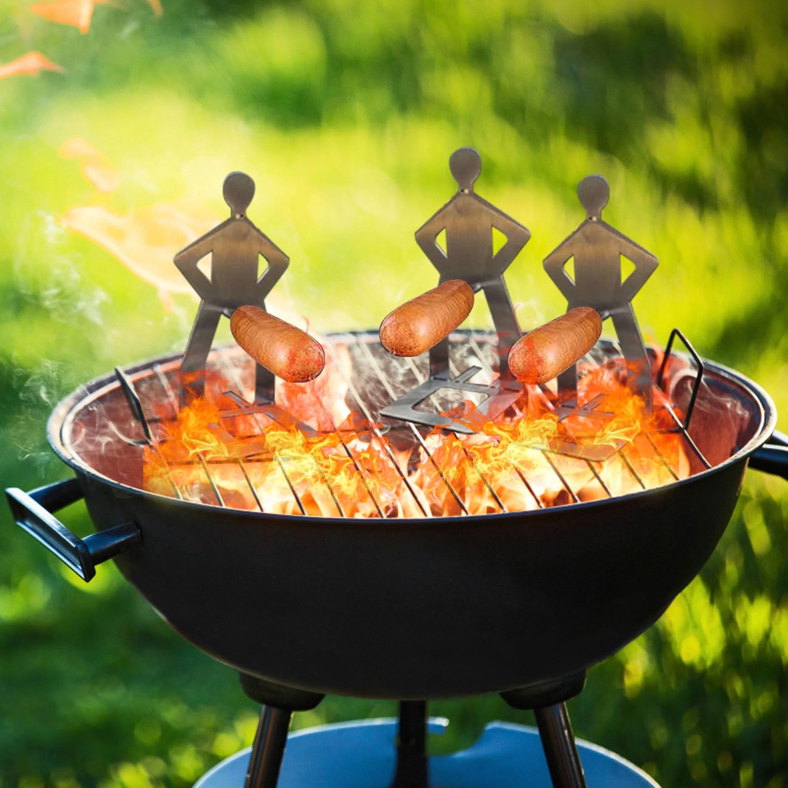 Morsom hundestekerholder stående mann komfyrkurv vindstativ grilltilbehør til menn camping og nyhetsfest