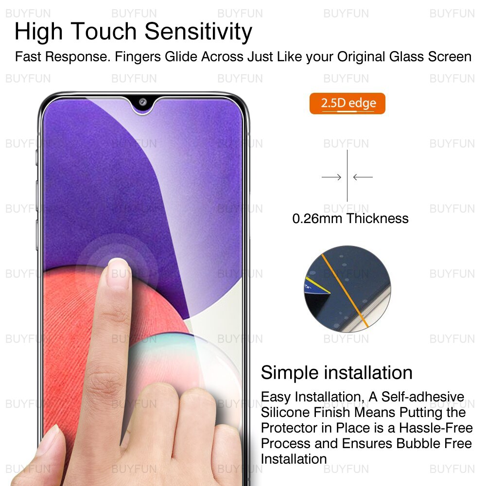 4 Stuks Volledige Cover Beschermende Glas Film Voor Samsung Galaxy A22 5G Gehard Glas Screen Protector Voor Samsung Samsun een 22 22A A22