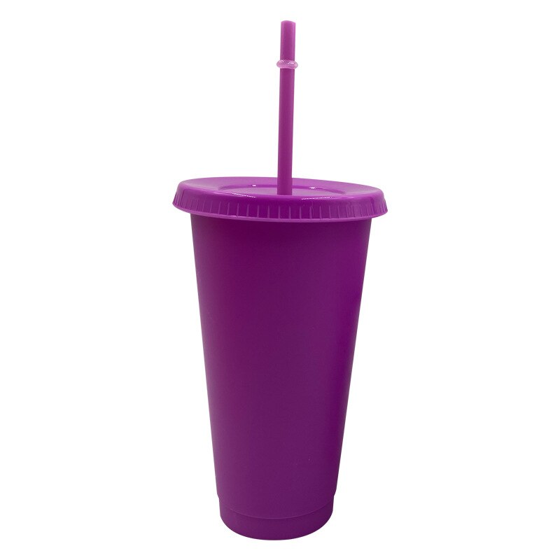 Plastic Stro Cup Multifunctionele Kerst Dag Stro Fles Outdoor Draagbare Leuke Waterfles Kantoor Drank Koffie Mok: L bright purple