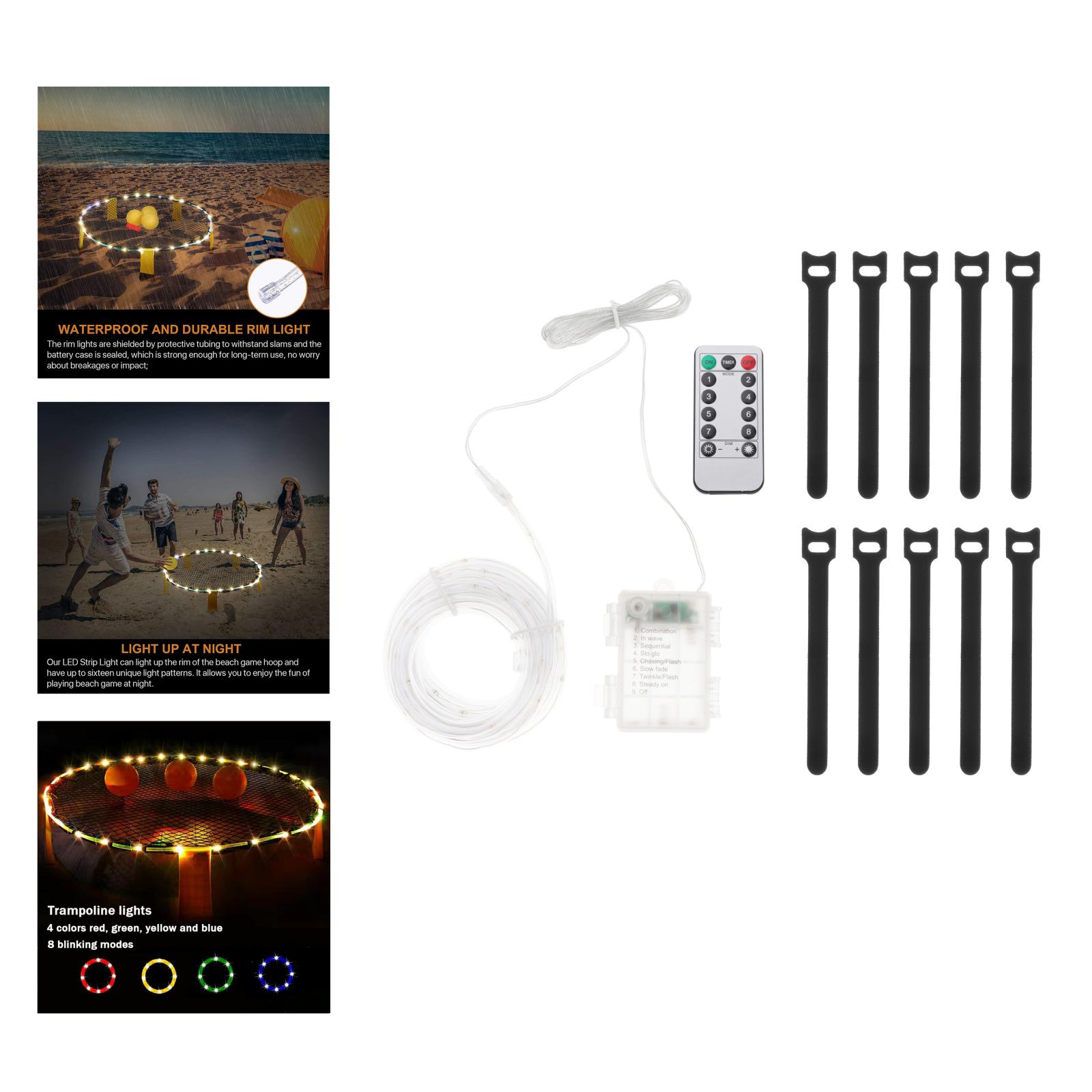 Battery Operated Rope String Strip Lights with 8 Modes Remote Control Dimmable Timer Outdoor Waterproof LED Light for Christmas