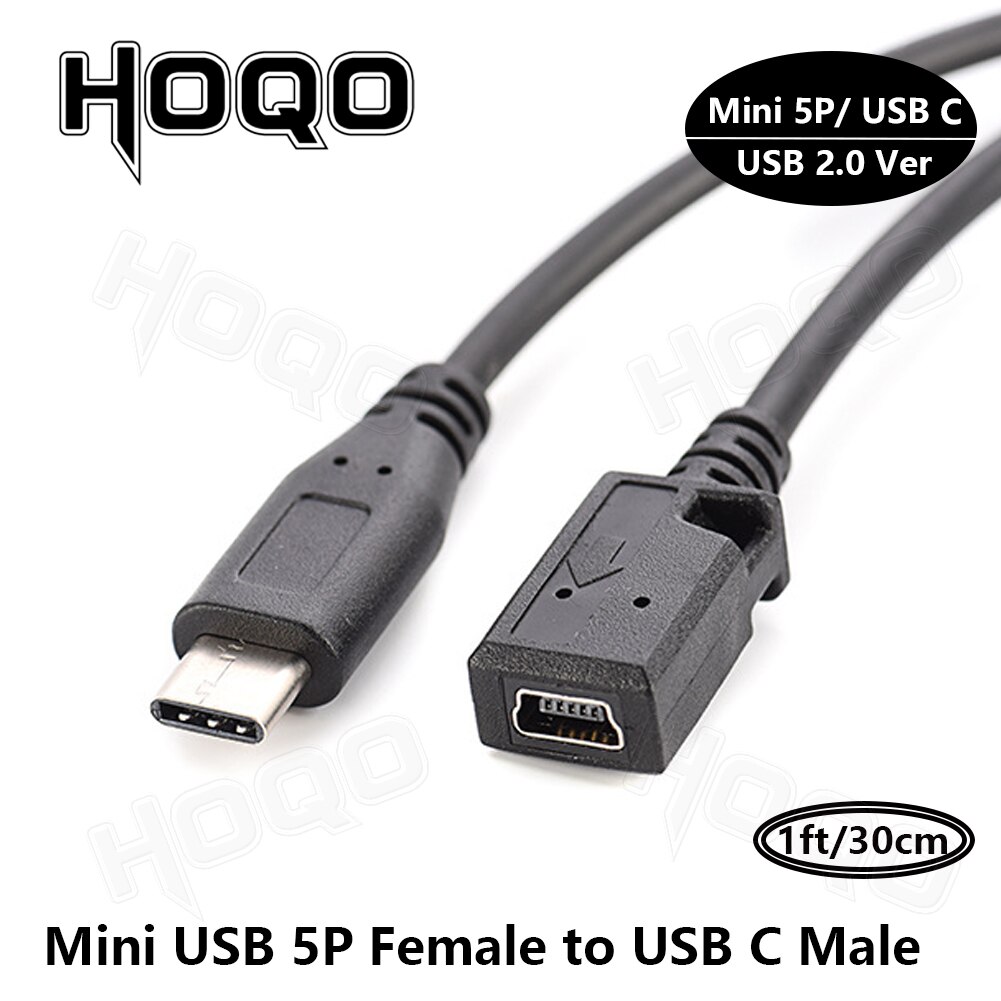 USB Type C Male to Mini USB Female Adapter Male USB C to USB Mini b Female/Male Adapter Data Charging Converter: Brown