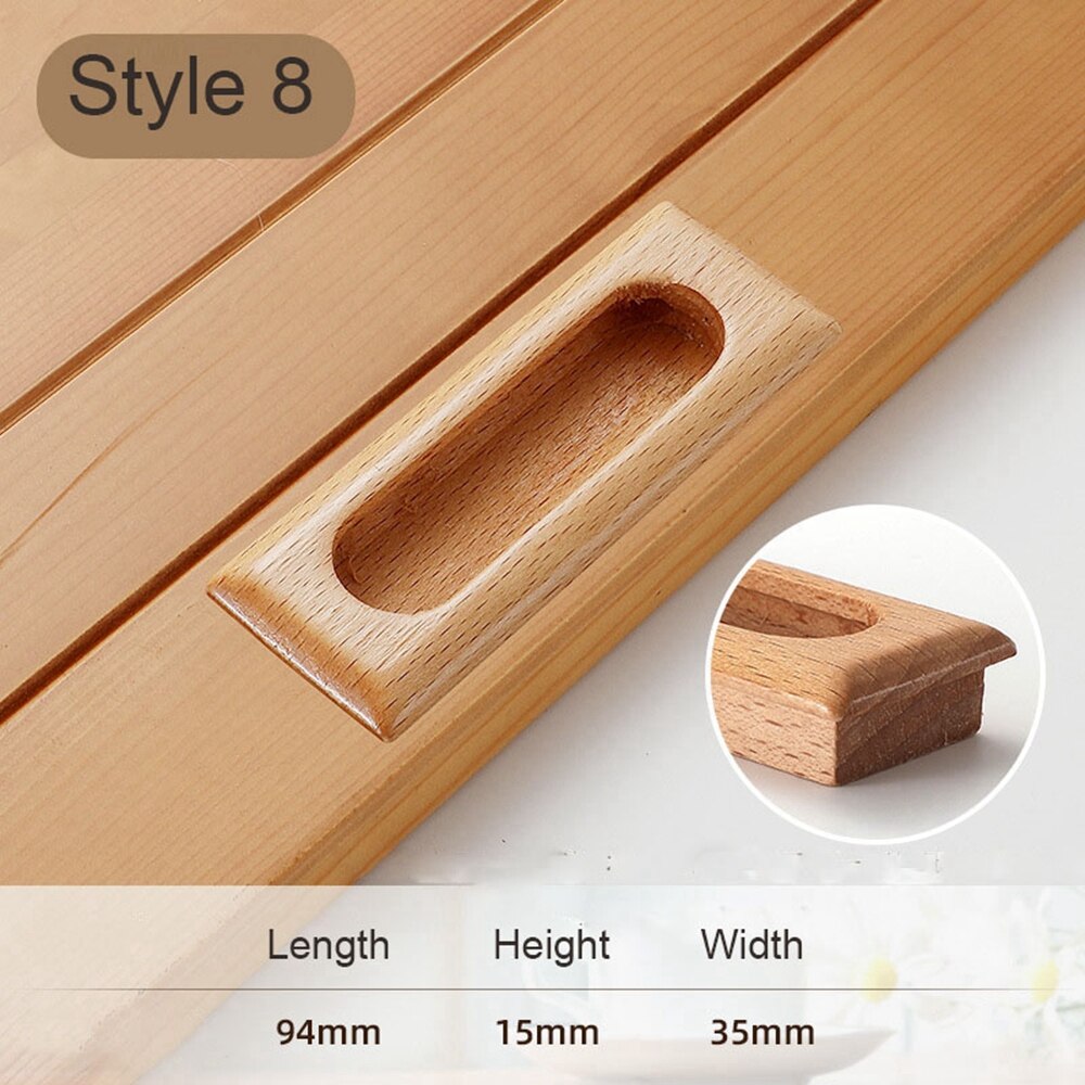 Wood Solid Wooden Cabinet Knob Kitchen Cabinet Furniture Handle Knob Door Drawer Wood Pull Handle Knobs Hardware: 8