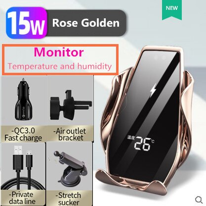 Automatic Clamping 15W Fast Car Wireless Charger for Samsung S20 S10 iPhone 11 Pro XS XR X 8 Infrared Sensor Phone Holder Mount: G Monitor with Hold