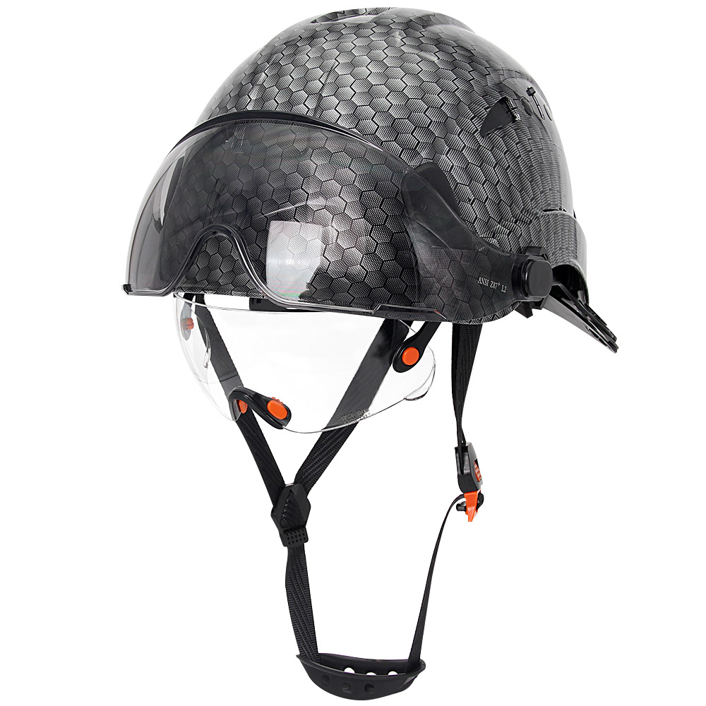 Construction Safety Helmet With Goggles Visor ABS Hard Hat Light ANSI Industrial Work Head Protection Rescue CR08