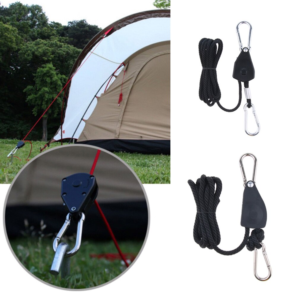 Multipurpose Camping Tent Rope Pulley Ratchet Hangers with Carabiner Buckle