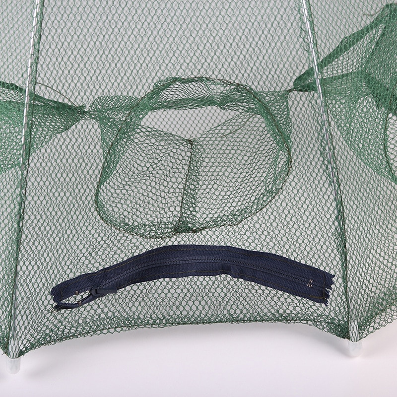 Folded Portable Hexagon 6 Hole Automatic Fishing Shrimp Trap Fishing Net Fish Shrimp Minnow Crab Baits Cast Mesh Trap