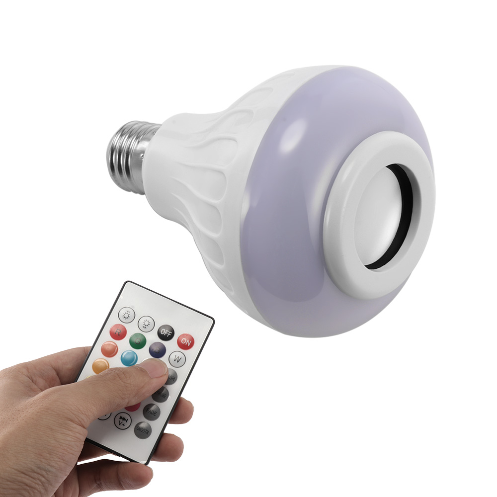 Bluetooth Speaker LED Muziek Licht Home E27 12W LED Lamp Subwoofer Ondersteuning Bluetooth APP Om 12 Kleur Lichten speaker: Default Title