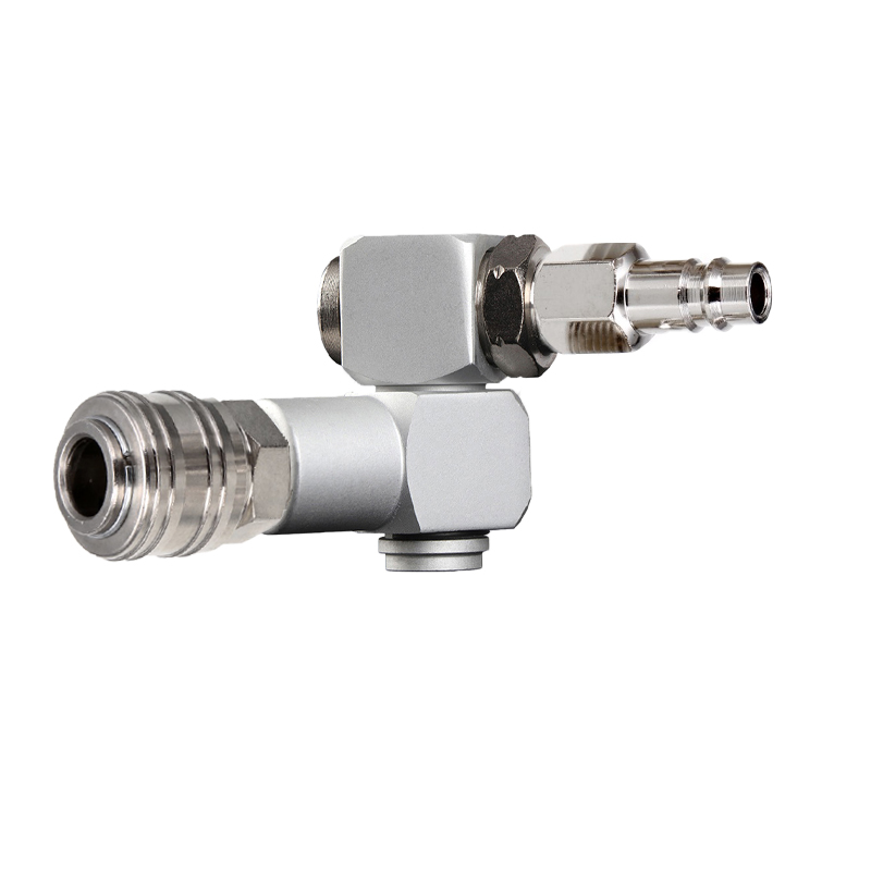 1/4" Pneumatic Part Universal 360 Swivel Air Hose Connector Adapter Flow Aluminum Alloy Tool Used for compressor, car painting: EU Plug