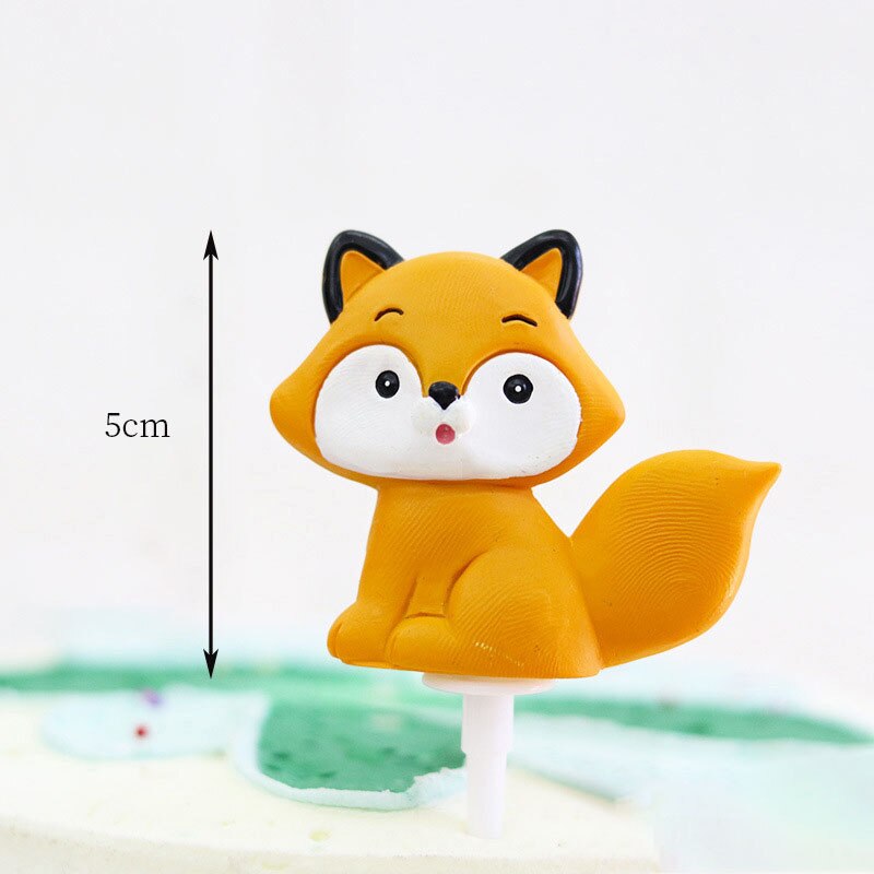 Cute Cartoon Animal Cake Topper Lion panda elephant jungle Cupcake Topper For Festive Farm Birthday Party Dessert Decor: fox2