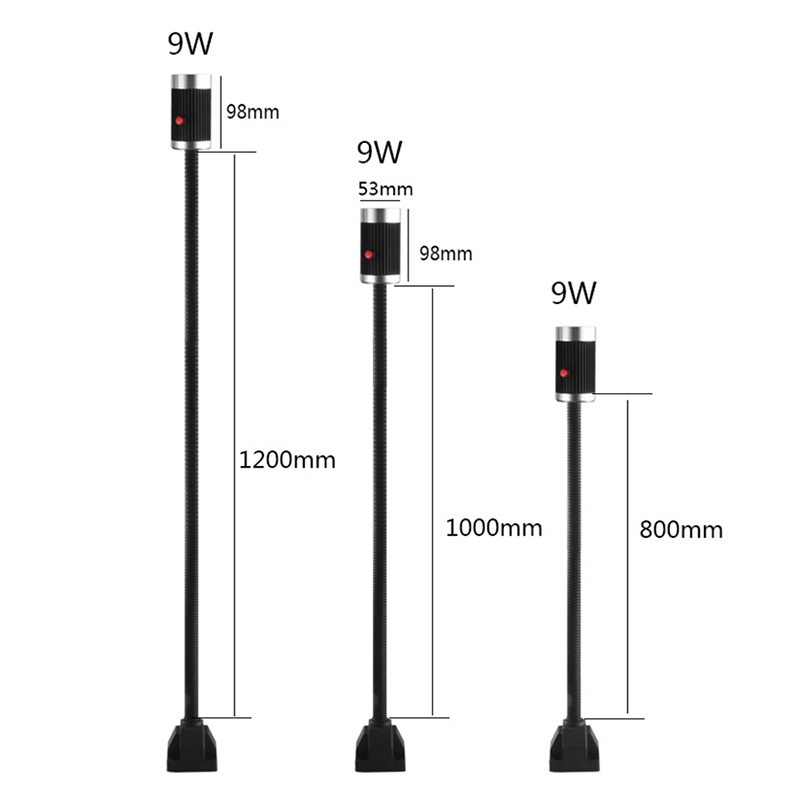 Led maskin arbejdslampe 24v/220v 9w led belysning med 50cm/ 80cm/100cm/120cm til industriel maskine cnc fræsemaskine lys