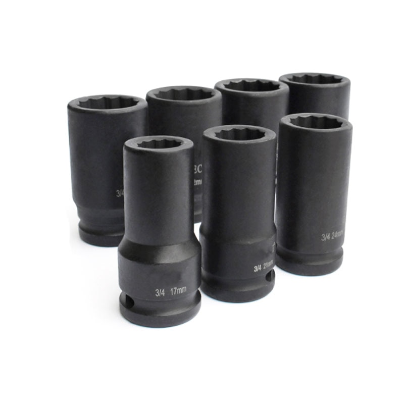 MeaccelerDeep Wall Air Adopter Impact Socket Set, Pneumatique, Outil de réparation automatique, 3/4 ", 78mm de long, 12 points, 1 Pc
