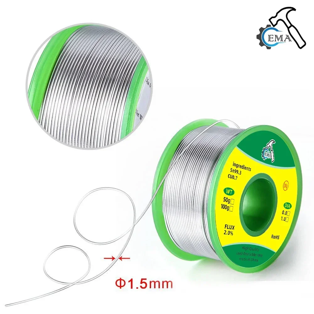 50/100/500g High Purity Lead-free Solder Wire SN99.3Cu0.7 Rosin Core Solder Wire No Washing Environmental Protection Tin Wire