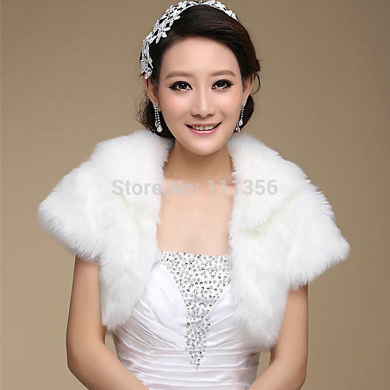 Bride Shrug Faux Fur Bridal Shawl Balck Ivory Stole White Black Ivory Wedding Wrap Bridesmaid Dress Cape Coat