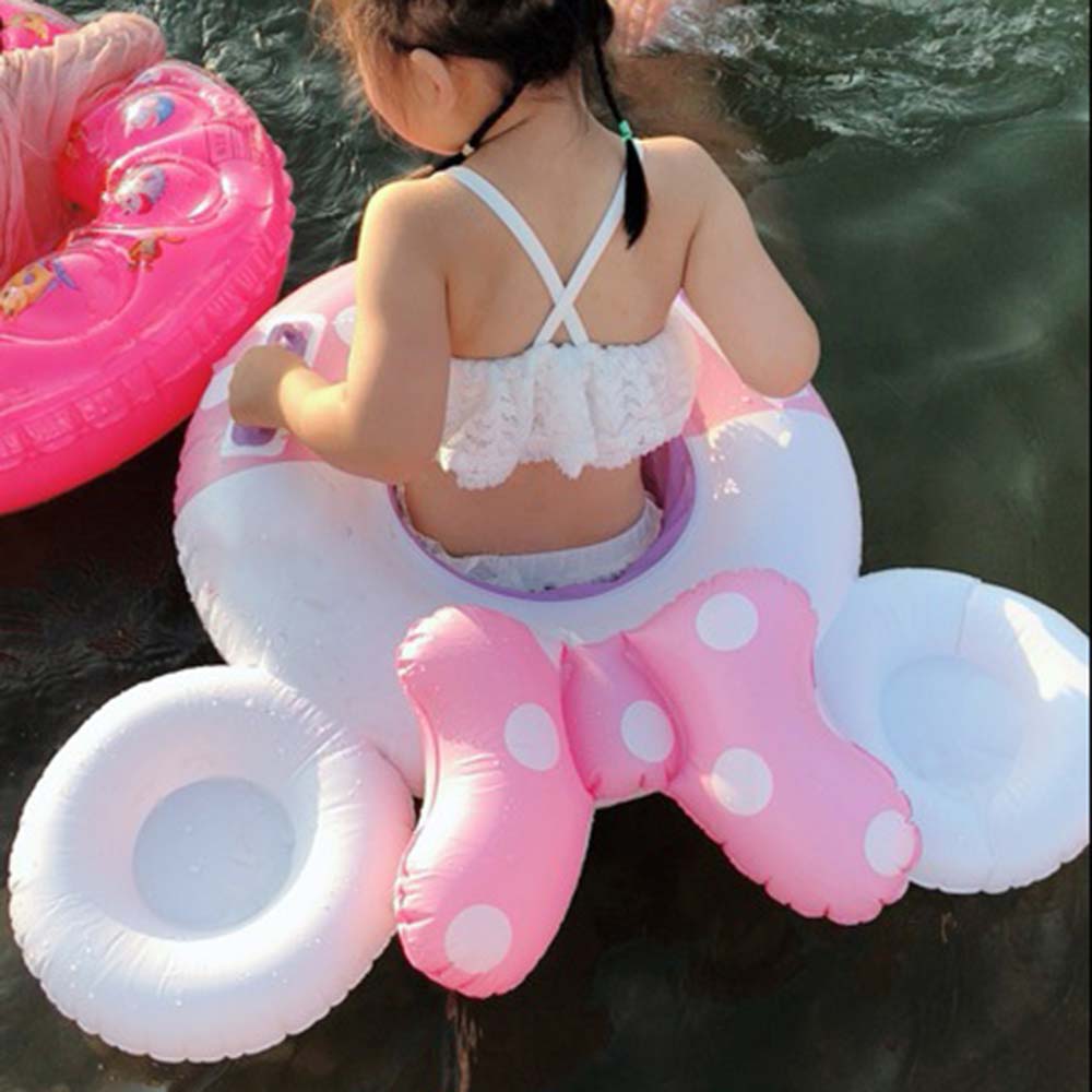Flotador de piscina para niños de 0 a 5 años con sombra, flotador de piscina inflable, Flotador para asiento de bebé, juguetes de piscina para verano: Pink