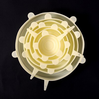 Cooking Pot Lid 6pcs/Lot Universal Silicone Suction Lid-bowl Pan Stretch Lids Silicone Pan Cooking Parts Spill Stopper Cover: 6pcs yellow