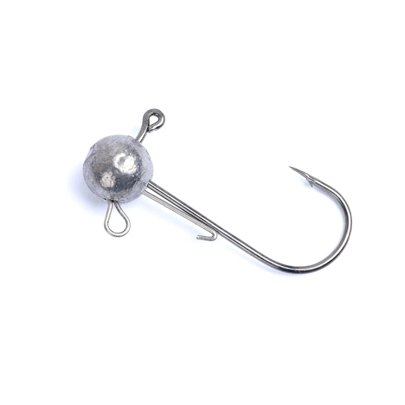 Hameçons Secondaires à Longue Tige, à Double Anneau, Boule Ronde, pour la Pêche au Ver Souple, DIY, 10 Pièces