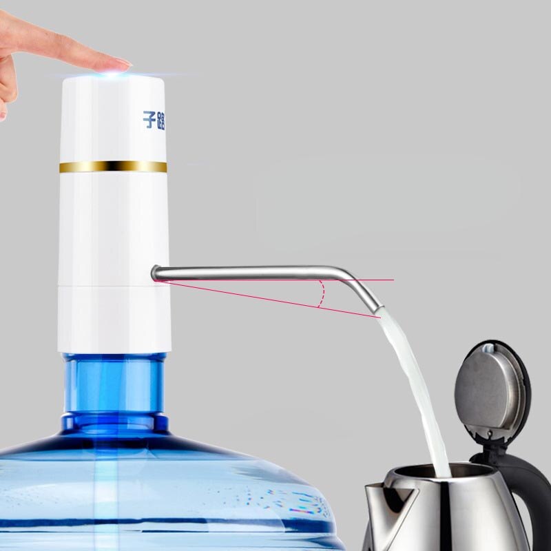 Lätt automatisk pump vattenkran kran trådlös elektrisk uppladdningsbar vattendispenser batteri dricksvattenflaska drinkware verktyg: Vit