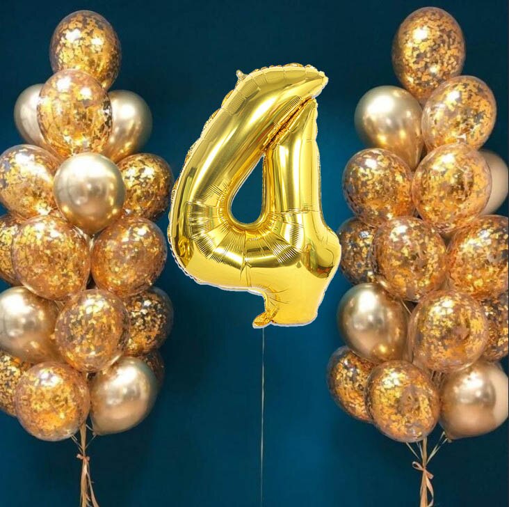 32 stk / parti 32 tommer guld numerballon 12 tommer guld konfetti blandet metallisk latexballon til fødselsdagsfest festdekorationer: 4