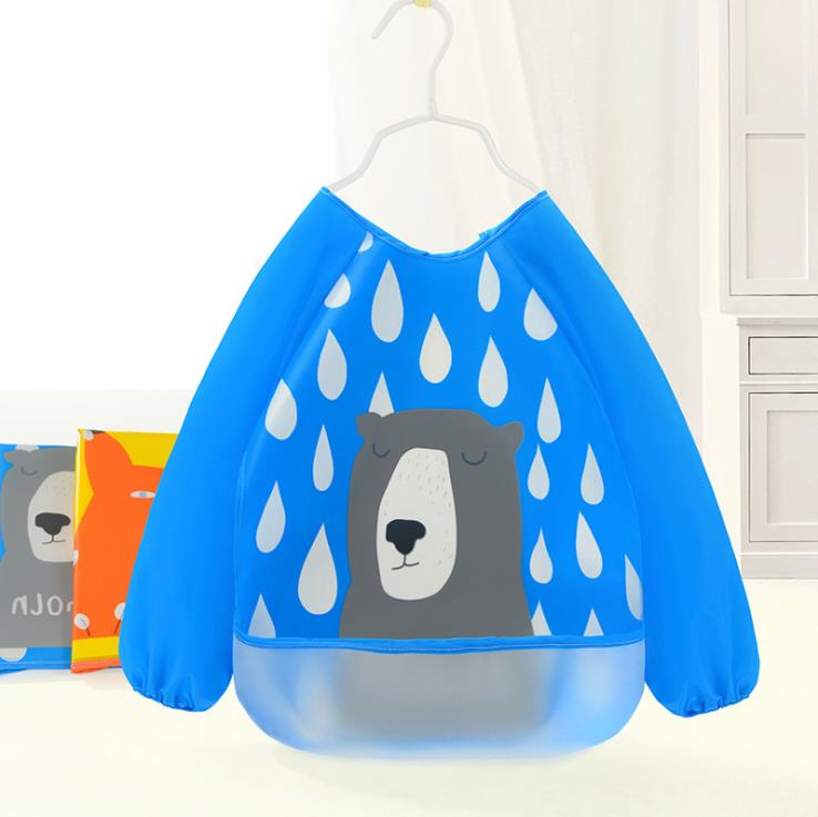 Baby Bibs Infant Burp Cloths Long Sleeve Waterproof Coverall Baby Animals Toddler Scarf Feeding Smock Baby Feeding Accessories: 2