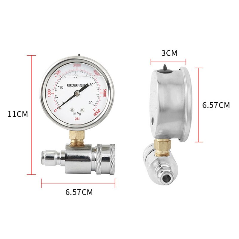 Pressure Washer Gauge Kit, 3/8 Inch Quick Connect, Universal Power ,Stainless Steel, 6000 PSI