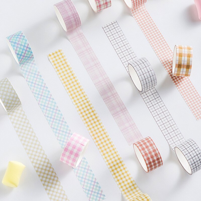 4Rolls Grid Washi Tape Set Cute Masking Tape Cinta Adhesiva Decorativa Papeleria Plakband Ins Stationery Paper Kawaii Washitape