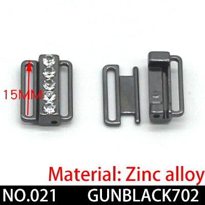 2 teile/los silber Gold Rechteck Band Verschluss Haken &Ampere; Schließe Strass bh schnalle Taille Verlängerung NäHenne Auf Kleidung Bh Clip haken: Nein021 Schwarz702 15mm