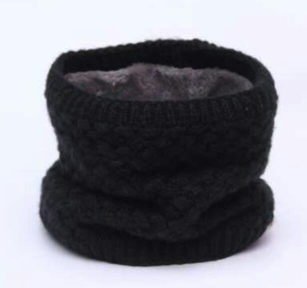 Winter Gebreide Unisex Sjaals Warme Kraag Bandana Acryl Solid Ring Sjaal Dikke Multifunctionele Naadloze Tubular HY127: Black