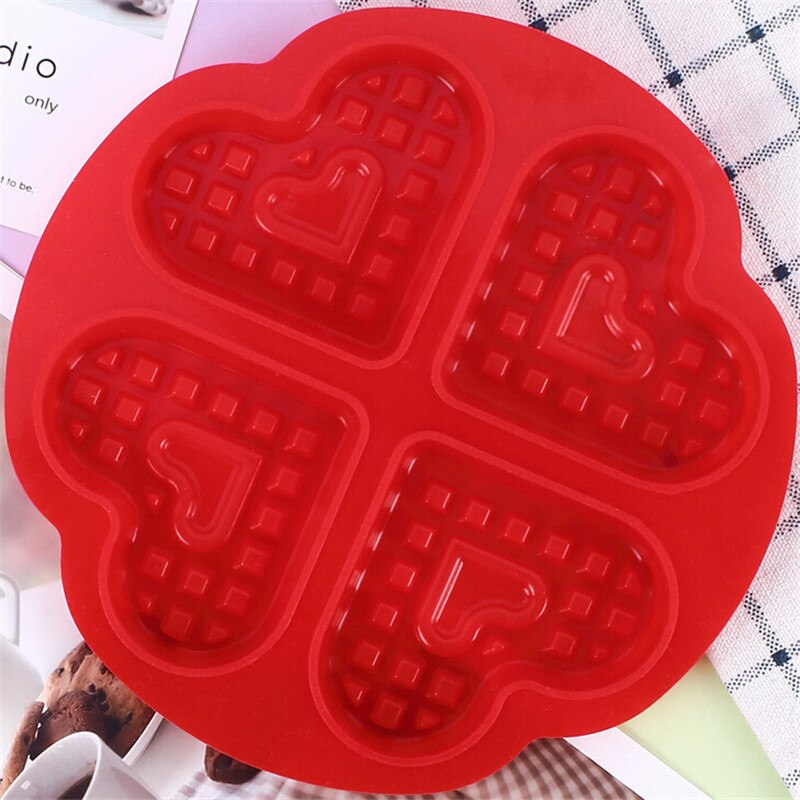 Gaufrier Silicone gâteau moule antiadhésif Muffin biscuits bonbons Biscuit cuisson moule Pan outils maison cuisine ustensiles de cuisson: Heart-shaped
