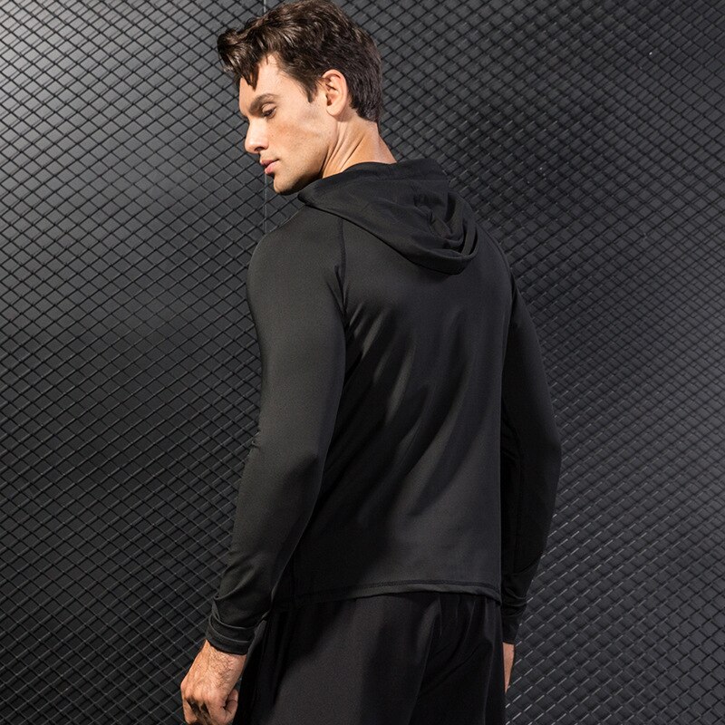 Herr vår höst vinter sport jacka fitness löpträning långärmad dragkedja casual hoodie snabbtorkande jacka