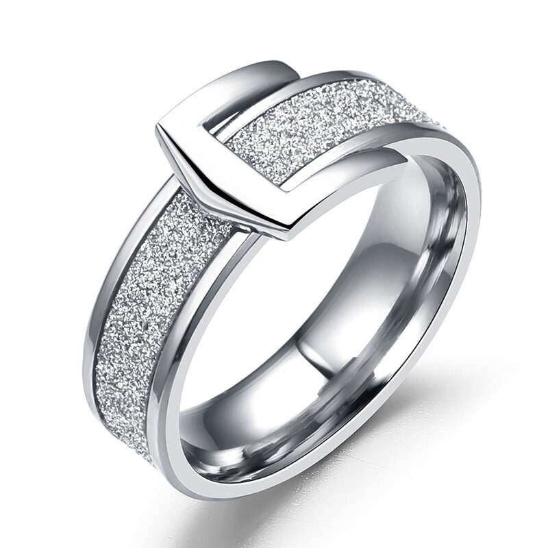 6Mm Rvs Scrub Ring Bruiloft Engagement Gesp Ringen Voor Vrouwen