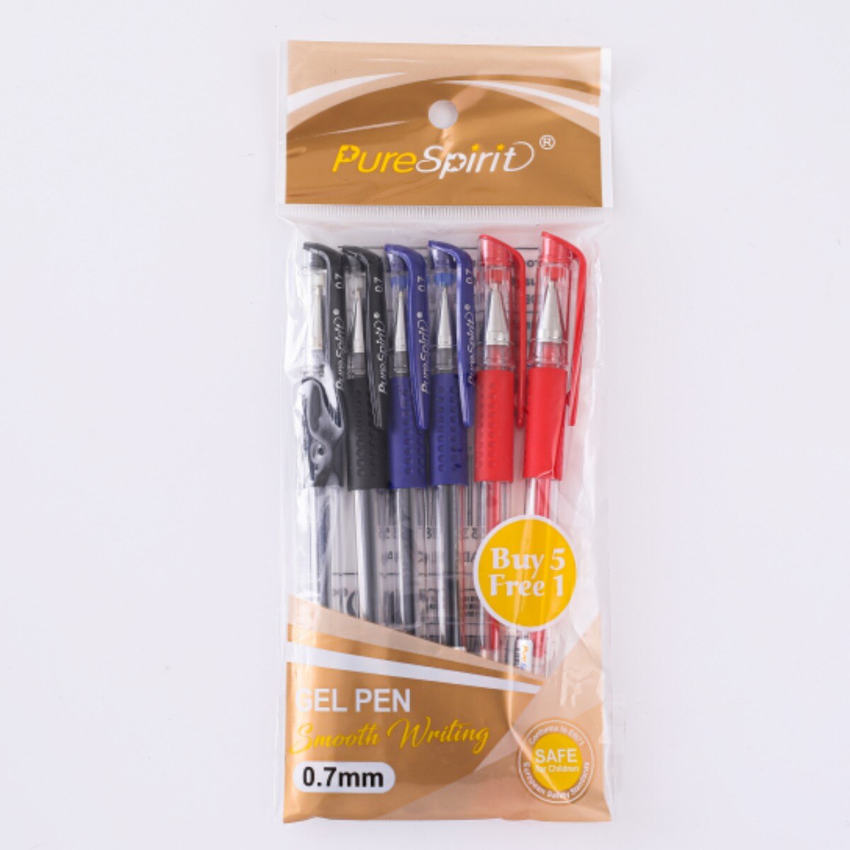 6pcs Gel Pen Set School Supplies Black Blue Red Ink Color 0.5/0.7mm Ballpoint Pen for Students Writing Tool Office Stationery: Light Grey