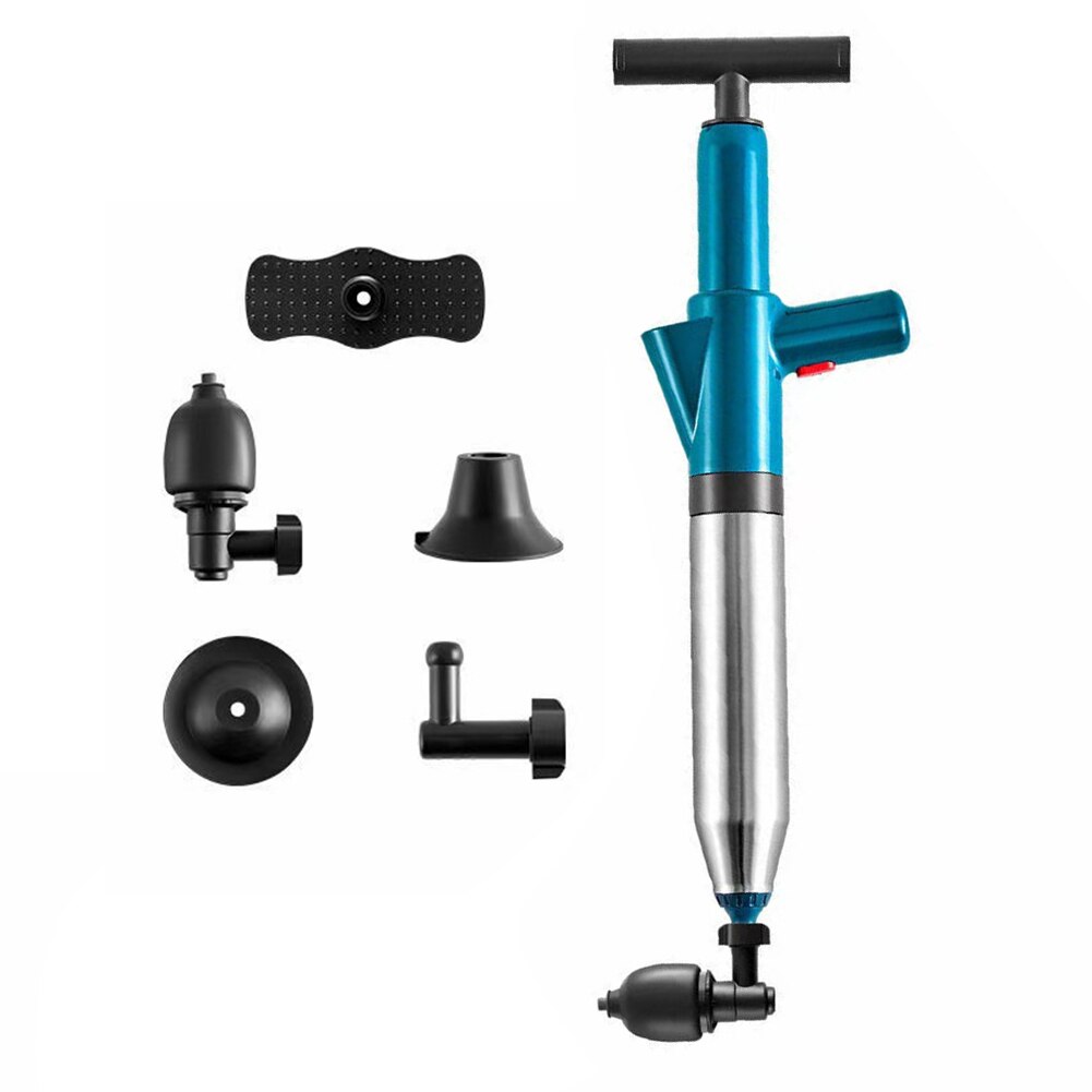 Débloqueur de vidange pour toilettes, haute pression, puissant, manuel, équipement de dragage pneumatique, tuyau bouché: Blue