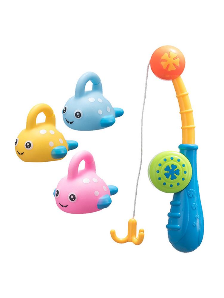 Kids Bath Toys Set Bathtub Fishing Game Water Toys Colorful Floating Fish with Hook Pole for Toddler Baby Boys Girls