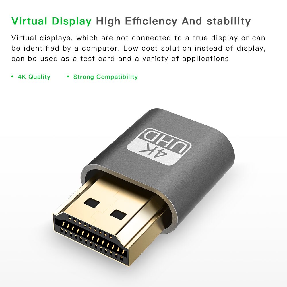 HDMI Virtual Display Adapter Gold Plating HDMI DDC EDID Dummy Plug Headless Ghost Display Emulator Lock plate Up to 4K 3840*2160