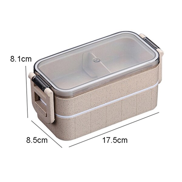 1450ML lunch box high food container eco friendly bento box lunch japanese food box lunchbox meal prep containers wheat straw: Double buckle beige