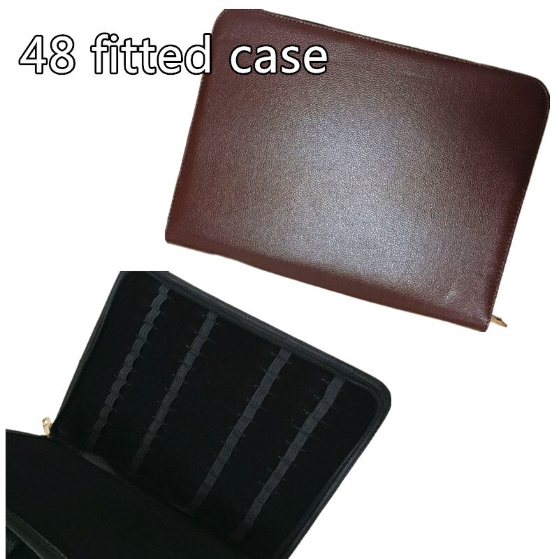 Grand étui en cuir pour stylo à bille à bille, fontaine de luxe/stylo à bille à bille, porte-crayon, sac de rangement pour stylo, pochette à crayons pour 48 stylos