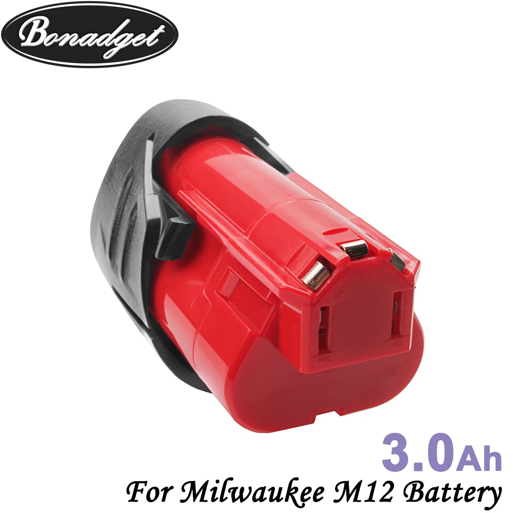 Bonadget 12V 3.0Ah 3000Mah Oplaadbare Batterij Voor Milwaukee M12 Xc Cordless Gereedschap 48-11-2402 48-11-2411 48-11-2401 MIL-12A-LI