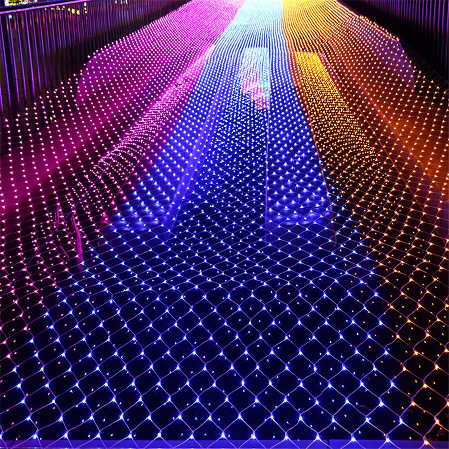 Thrisdar 2X2M 3X2M 6X4M Kerst Led Net Mesh Fairy String Light 8 Functie Outdoor Party Wedding Achtergrond Guirlande