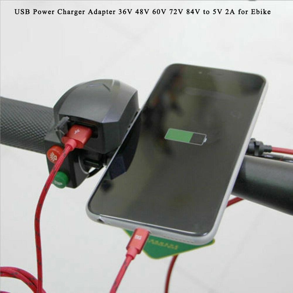 Stuur USB Power Charger Adapter 36 V 48 V 60 V 72 V 84 V om 5 V 2A voor ebike voor 22-25mm Rechte Stuur SP2392